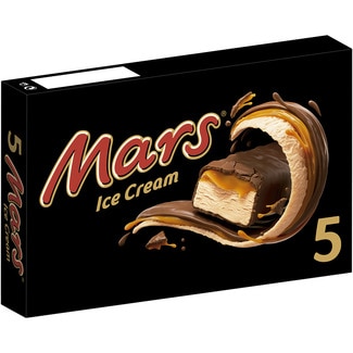 MARS barritas de helado rellenas con crema y suave caramelo estuche 5 unidades