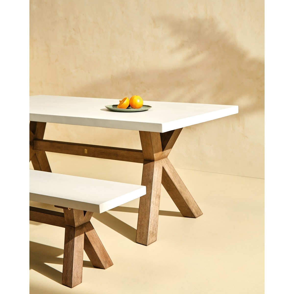 Mesa de Jardim de Madeira de Acácia Keros El Corte Inglés Madeira/Branco-7