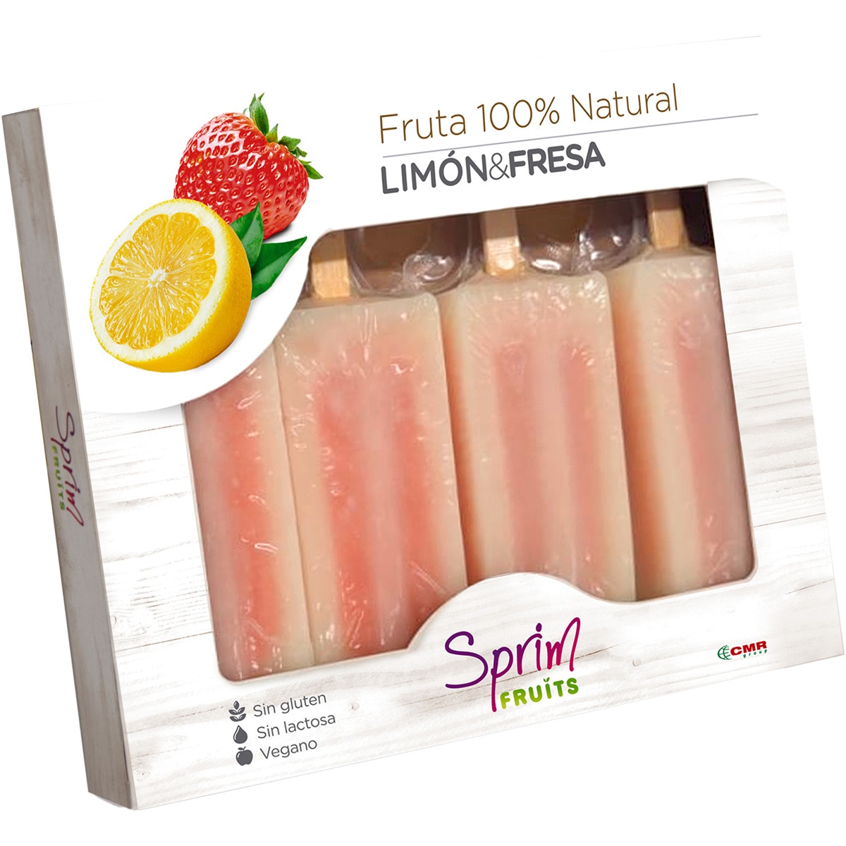 helado de fruta 100% natural limón&fresa 4 unidades sin gluten sin lactosa