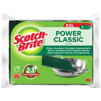 SCOTCH BRITE estropajo fibra verde Powe Classic eficaz y duradero tamaño XXL paquete 2 unidades