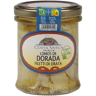 COSTA VASCA lomos de dorada en aceite de oliva jar 100 drained weight g