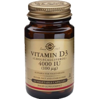 Solgar Vitamina D3 100mg embalagem 60 comprimidos