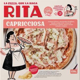 RITA Capricciosa pizza with cooked ham and parmigiana reggiano case 430 g