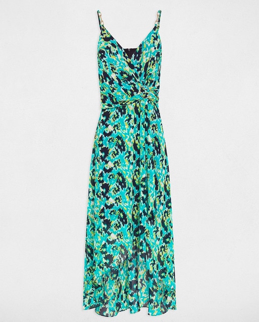Vestido largo estampado de mujer.