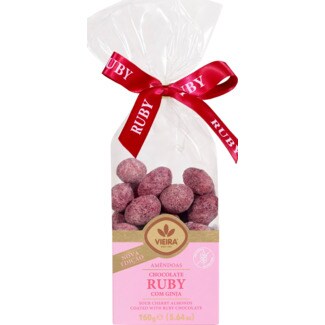 Vieira Amêndoas Cobertas com Chocolate Ruby embalagem 160 g