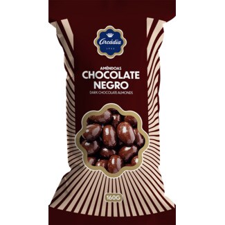 Arcadia Amêndoas Cobertas de Chocolate Negro embalagem 160 g