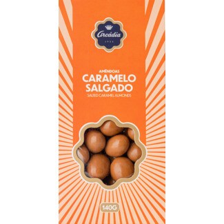 Arcadia Amêndoas Cobertas de Caramelo Salgado embalagem 140 g
