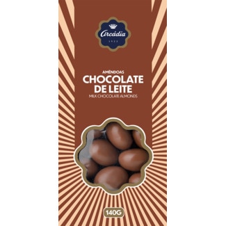 Arcádia Amêndoas Cobertas de Chocolate de Leite caixa 140 g