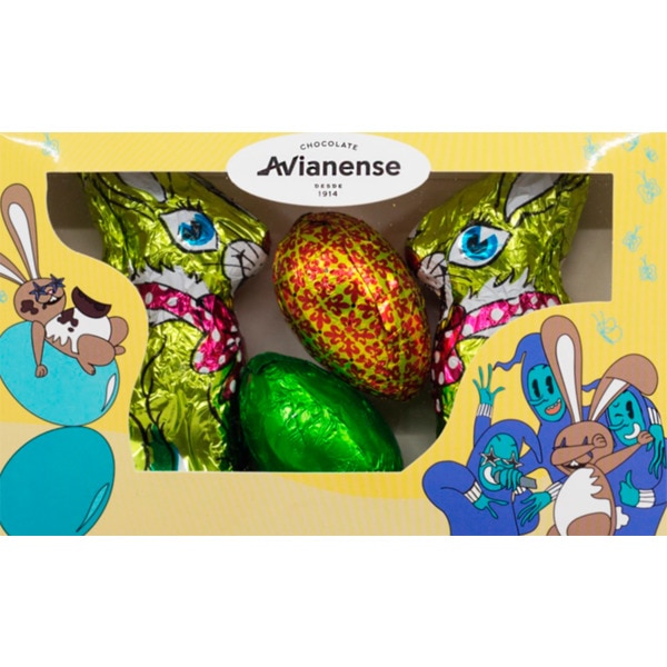 Coelhos e Ovos de Chocolate embalagem 110 g