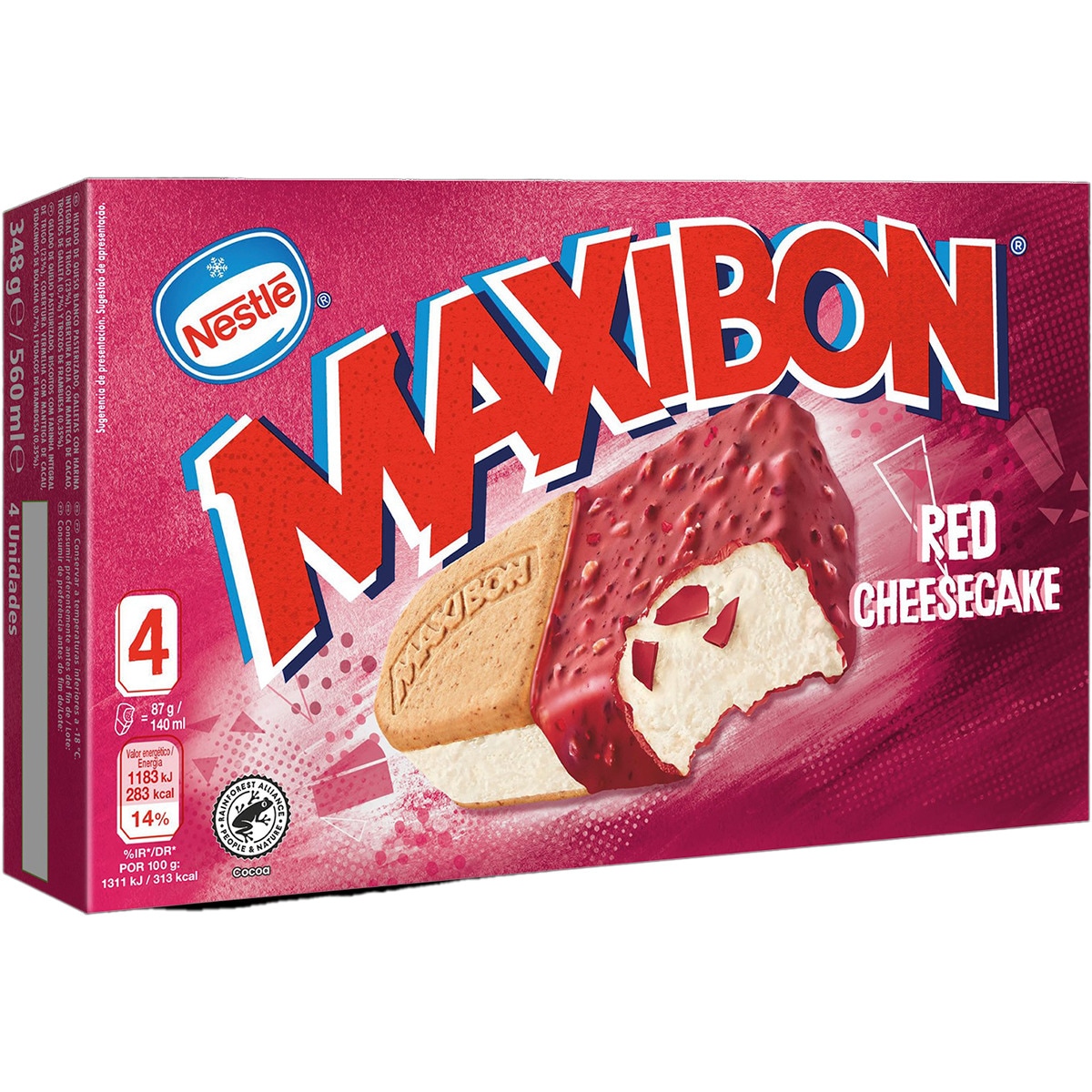 helado Red Cheesecake sándwich de queso trocitos de frambuesa 4 unidades