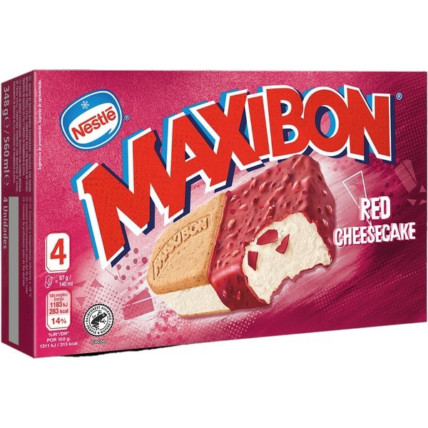 Red Cheesecake Sandwich aus Käseeis mit Keks und Himbeerstückchen Karton 560 ml 4 Stück
