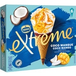 Mango and coconut ice cream cone with passion fruit sauce case 660 ml 6 servings