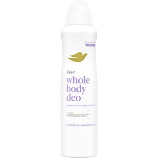 DOVE desodorante whole body deo lavanda & manzanilla spray 150 ml apto para axilas, pecho, muslos y mucho más