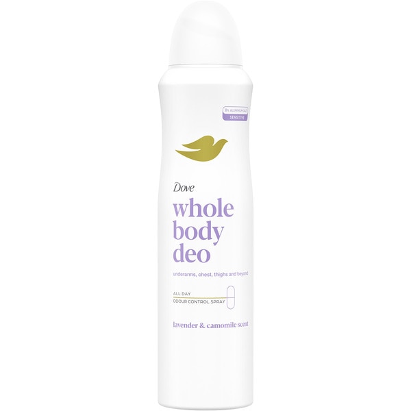 whole body deo lavender & chamomile deodorant spray 150 ml suitable for underarms, chest, thighs and much more