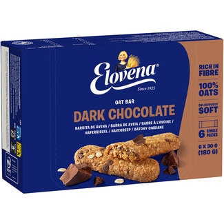 ELOVENA Haferriegel mit dunkler Schokolade Karton 6 Einheiten einzeln verpackt