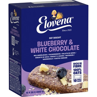 ELOVENA Haferkeks mit Blaubeeren und weißer Schokolade Karton 10 Einheiten