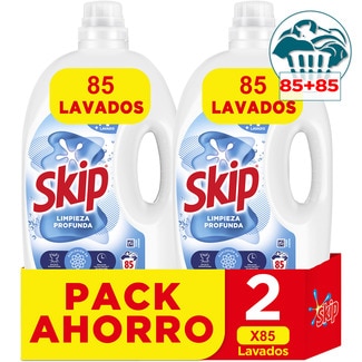 SKIP detergente líquido limpieza profunda pack de 2 botellas 85 dosis