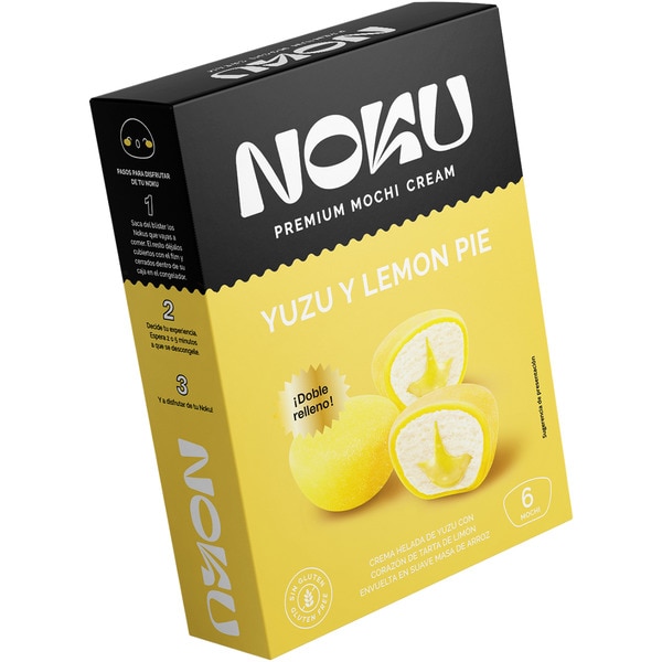 Mochi de crema helada de yuzu con corazón de tarta de limón estuche 6 unidades envuelta en suave masa de arroz sin gluten