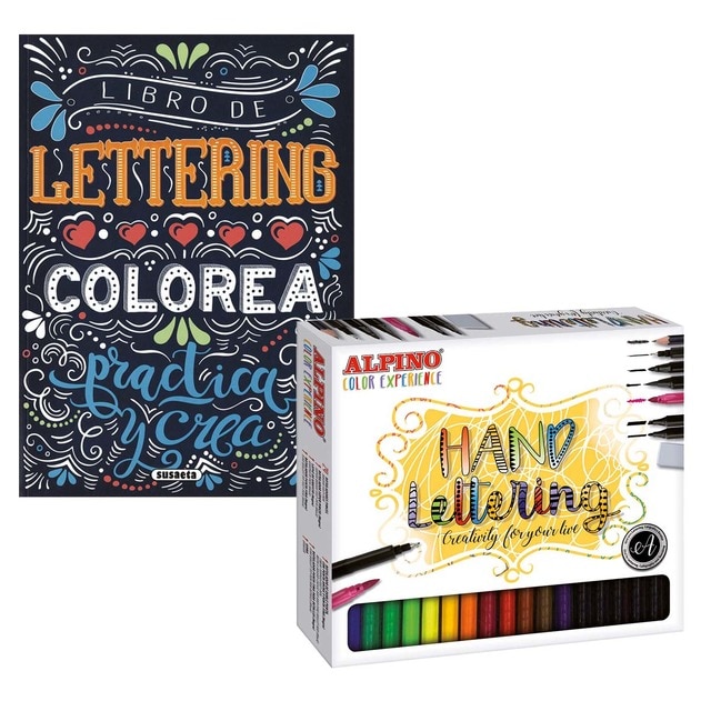 Pack cuaderno Lettering  y colores