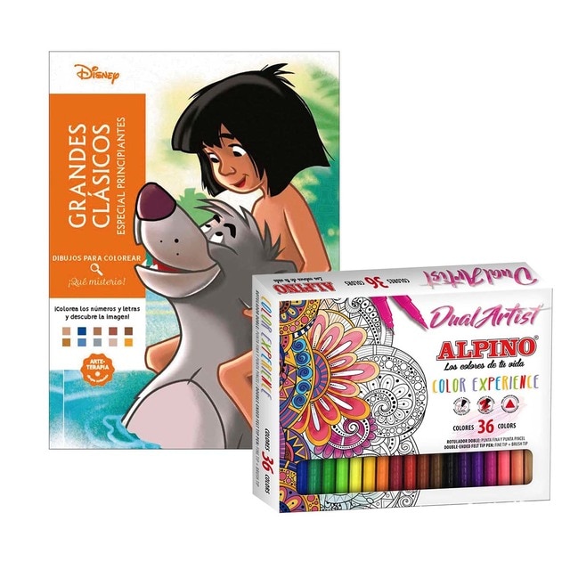 pack cuaderno para colorear Disney y colores