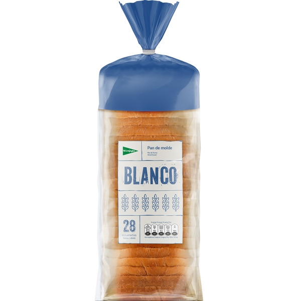 white sliced bread with original rind 28 slices bag 820 g