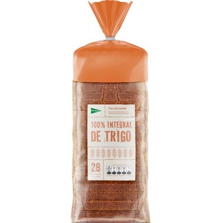 EL CORTE INGLES 100% Vollkornweizen-Toastbrot mit Rinde 28 Scheiben Tasche 820 g