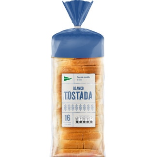 EL CORTE INGLES weißes Toastbrot speziell für Toasts 16 Scheiben Tasche 820 g