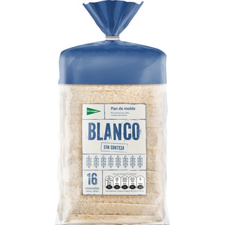 EL CORTE INGLES Weißes Toastbrot ohne Rinde 16 Scheiben Tasche 450 g