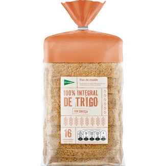 EL CORTE INGLES 100% Vollkornweizen-Toastbrot ohne Rinde 16 Scheiben Tasche 450 g