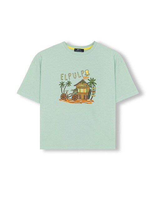 Camiseta niño Oversize con estampado manga corta