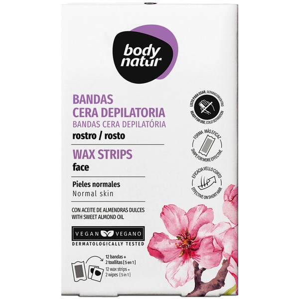 Bandas Depilatórias Cera Rosto e Toalhitas embalagem 12 unidades