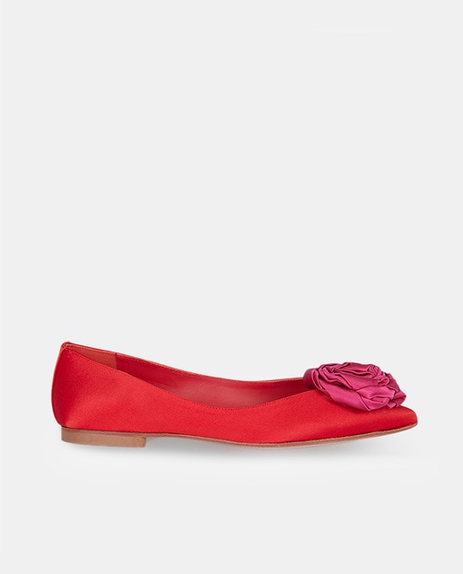 Adeba - Bailarinas de mujer Bloom de raso con flor.