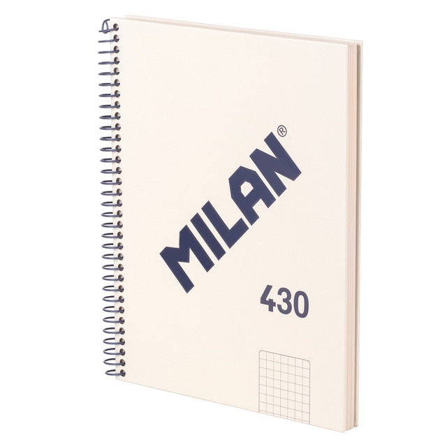 Cuaderno A5 con espiral y tapa dura, papel cuadriculado (5 x 5 mm), 80 hojas de 95 gr/m², colección 430 since 1918, beige.