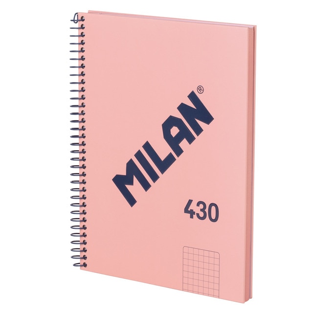 Cuaderno A5 con espiral y tapa dura, papel cuadriculado (5 x 5 mm), 80 hojas de 95 gr/m², colección 430 since 1918, rosa.