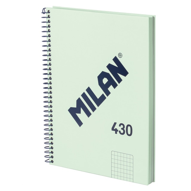 Cuaderno A5 con espiral y tapa dura, papel cuadriculado (5 x 5 mm), 80 hojas de 95 gr/m², colección 430 since 1918, verde.