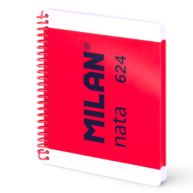 Cuaderno A5 con espiral y tapa dura, papel cuadriculado, 80 hojas de 95gr/m², colección MILAN nata 624 since 1918, rosa.