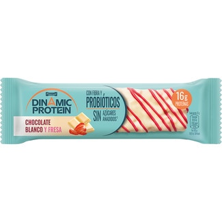 PASCUAL Dinamic Protein Proteinriegel weiße Schokolade und Erdbeeren mit Probiotika Einheit 55 g ohne Zuckerzusatz