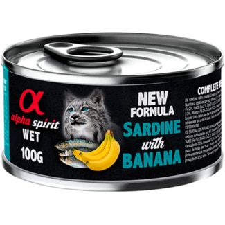 Alpha Spirit Alimento Húmido para Gato Sardinha e Banana lata 100 g