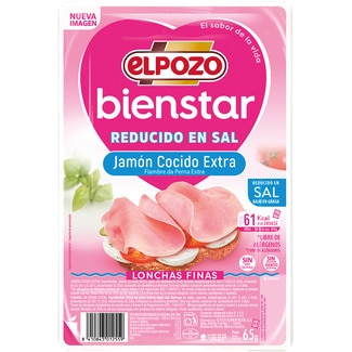 ELPOZO BienStar low-fat thin-sliced premium cooked ham with reduced salt container 75 g gluten-free, lactose-free