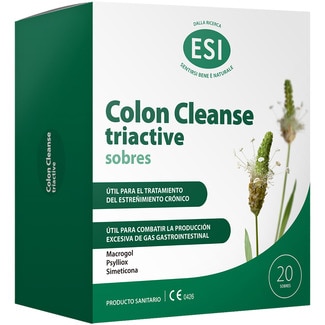 ESI Colon Cleanse Triactive útil para el tratamiento del estreñimiento crónico caja 20 sobres