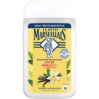 LE PETIT MARSEILLAIS Bio moisturising and nourishing bath gel with vanilla milk flask 250 ml