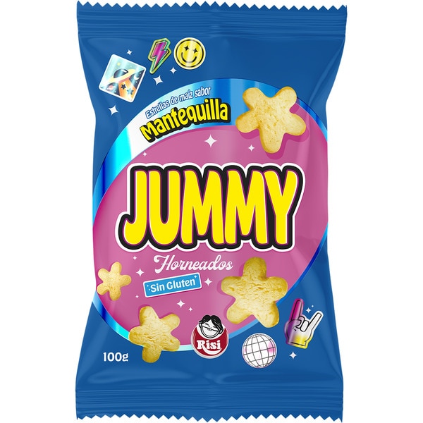 Jimmi snack de maíz estrellas sabor mantequilla horneados sin gluten bolsa 100 g
