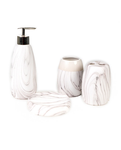 Conjunto baño 4 pcs ceramica marmolado