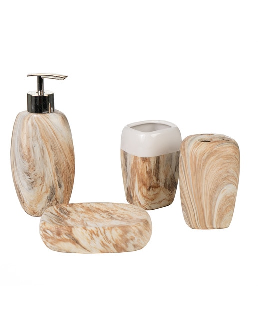 Conjunto baño 4 pcs ceramica marmolado