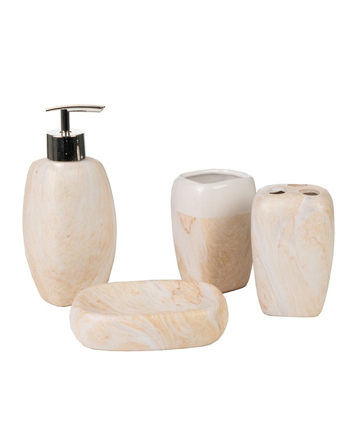 Conjunto baño 4 pcs ceramica marmolado