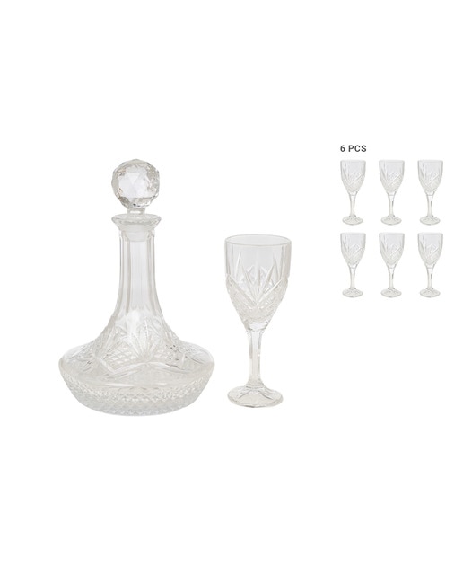 Estuche 4 copas 300 ml+botella 1322ml vidrio