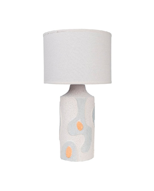 Lampara ceramica relieve  c pantalla