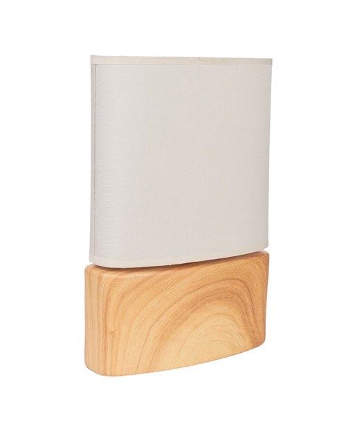 Lampara ceramica imitacion madera pantalla ovalada