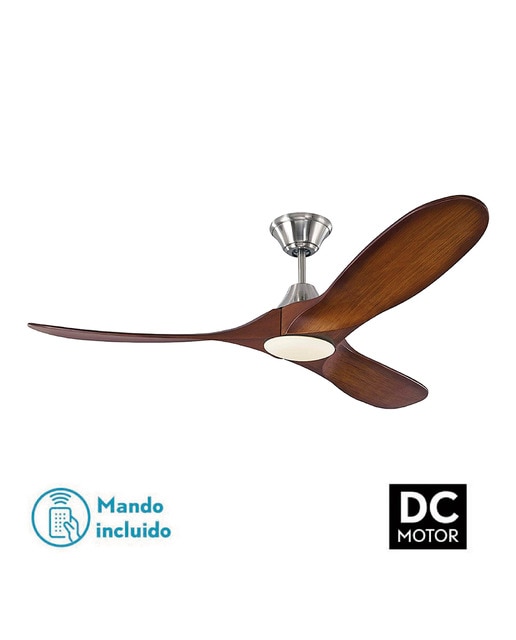 Ventilador lampara madera metal cromado