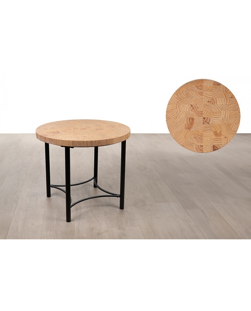Mesa redda madera pinto pie metal